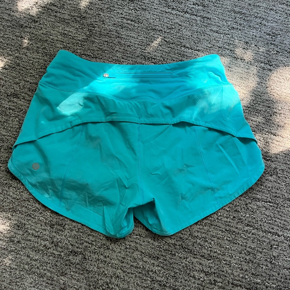 Teal lululemon speed up shorts